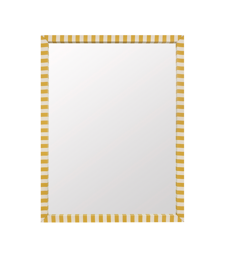 Mustard Striped Fabric Mirror