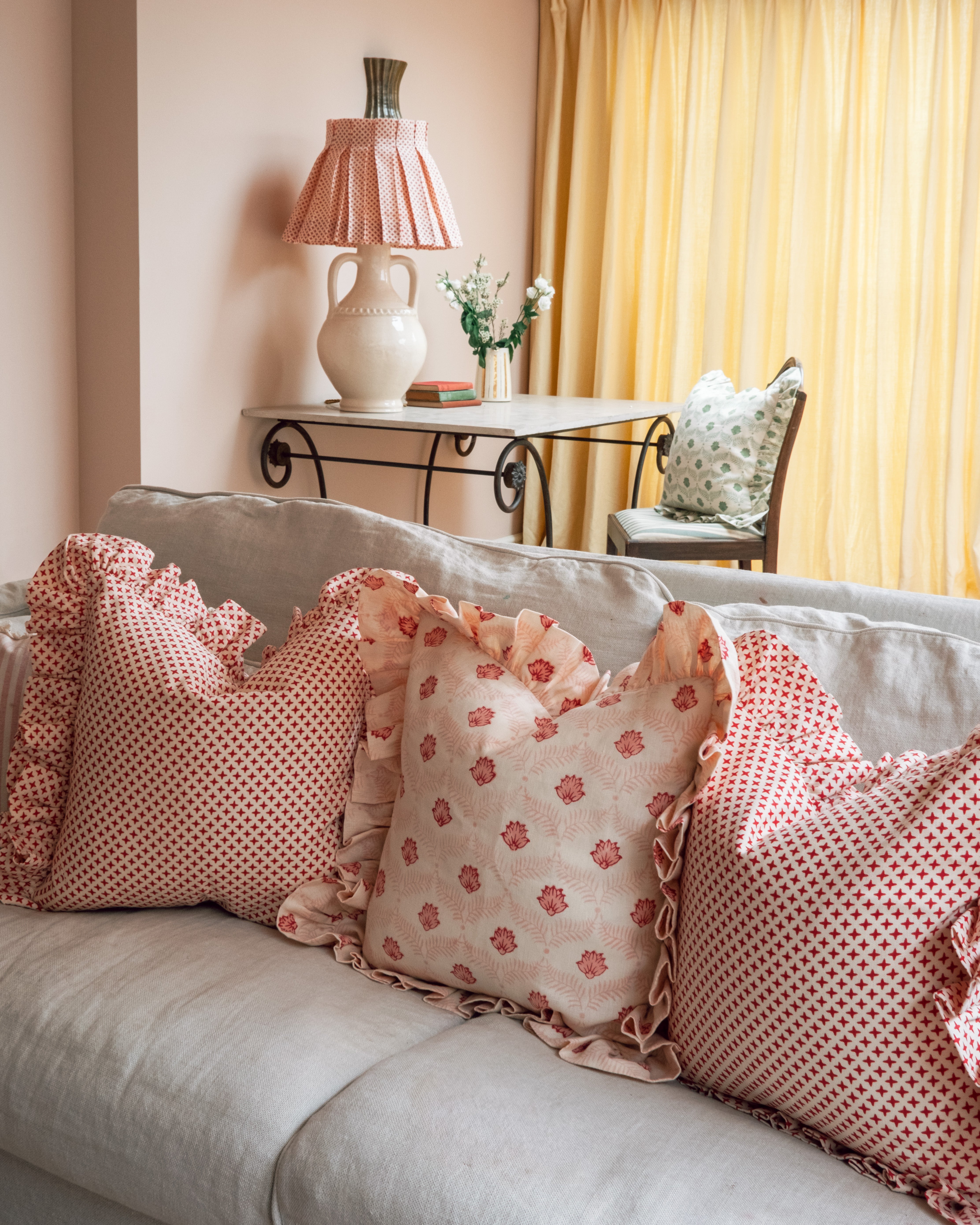 Lotus Jaipur Linen Frilly Cushion