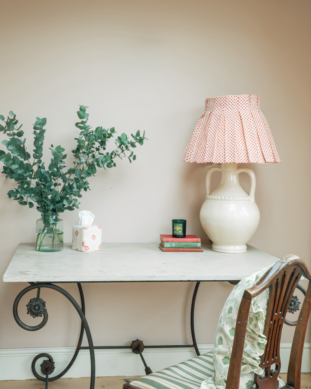 Fez Red Cross Linen Structured Box Pleat Lampshade