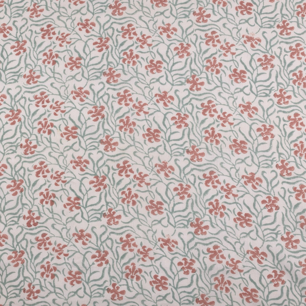 SAMPLE SALE - Okra Terracotta/Eucalyptus Linen Fabric 1m