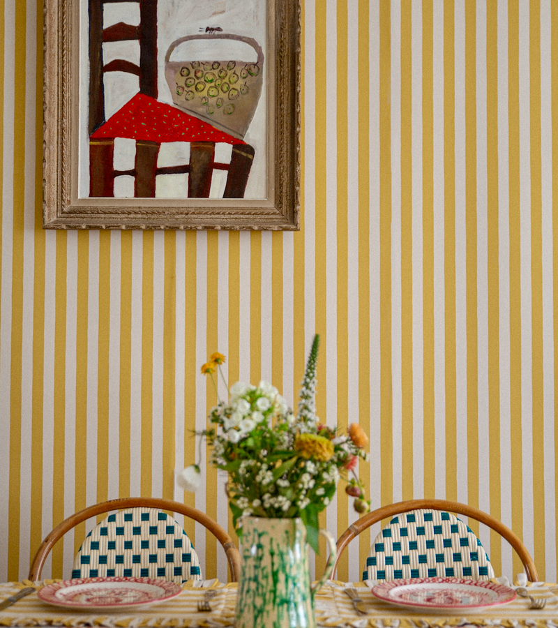 Tangier Mustard Stripe Wallpaper