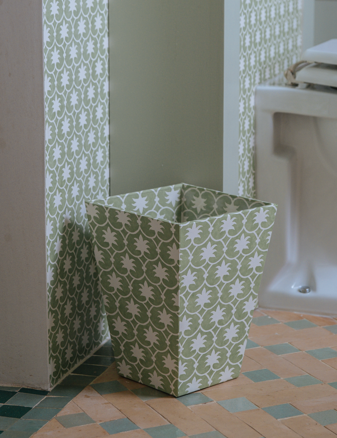Olive Inverse Palm Grove Waste Paper Bin