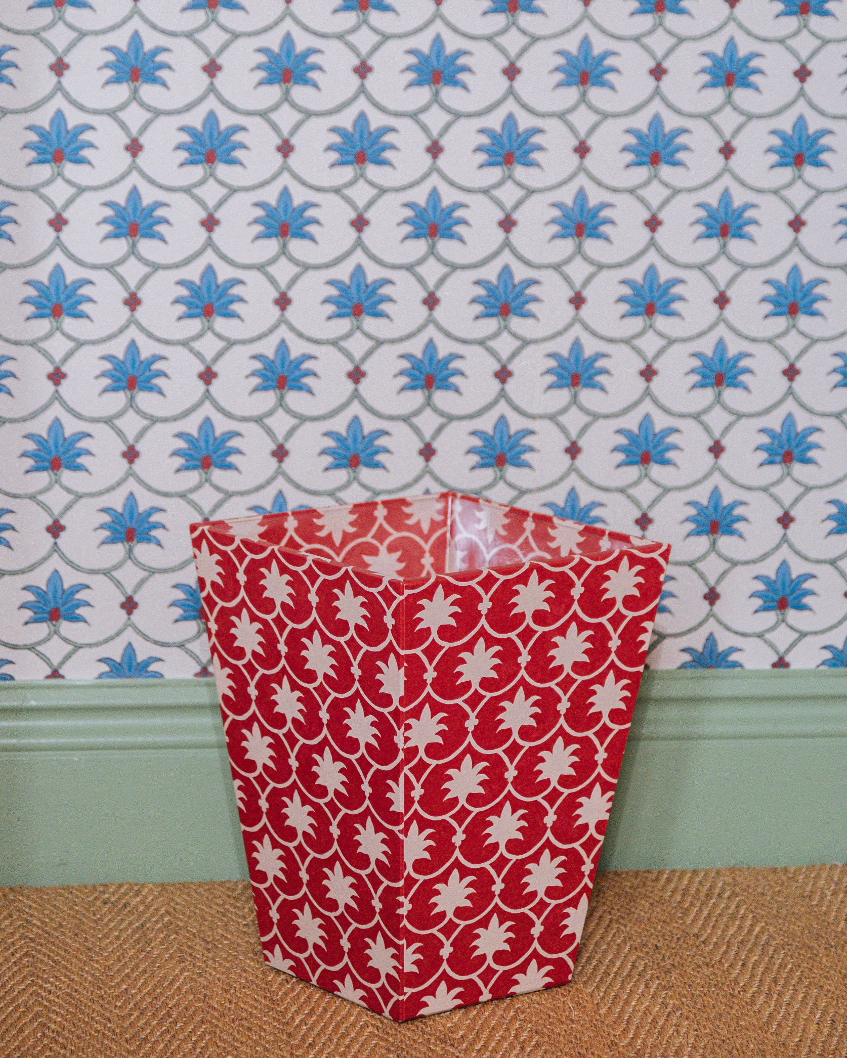 Red Inverse Palm Grove Waste Paper Bin