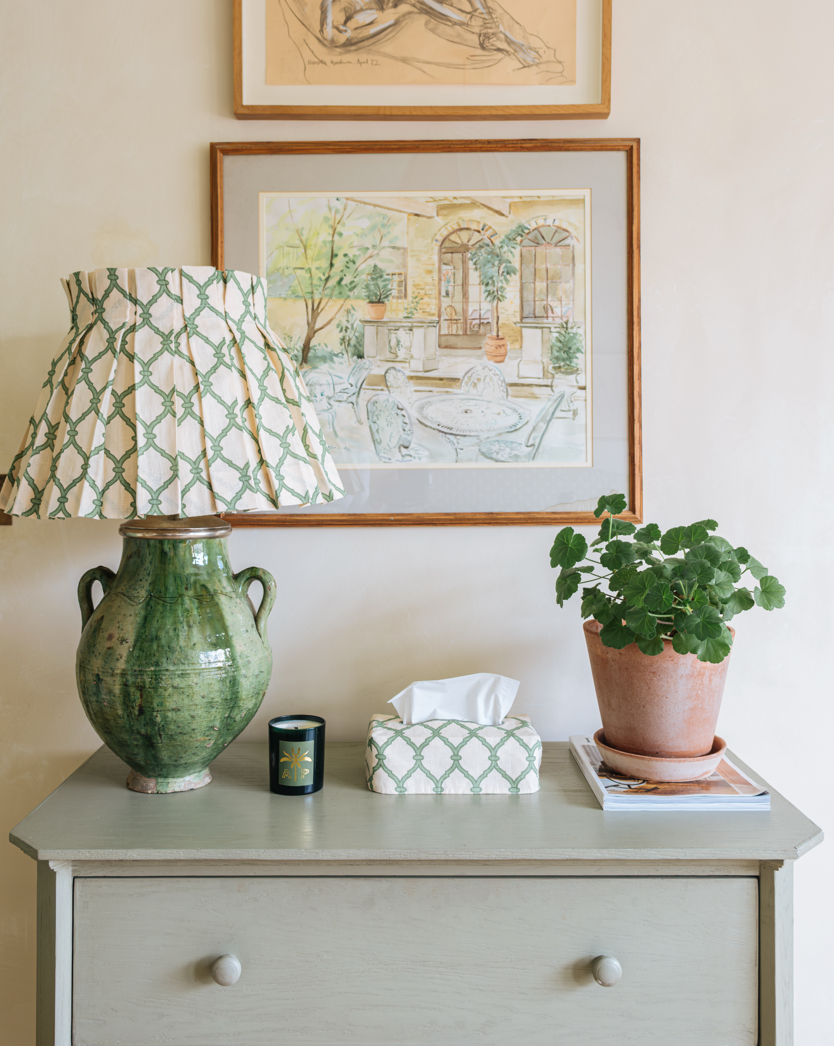 Trellis Garden Linen Structured Box Pleat Lampshade