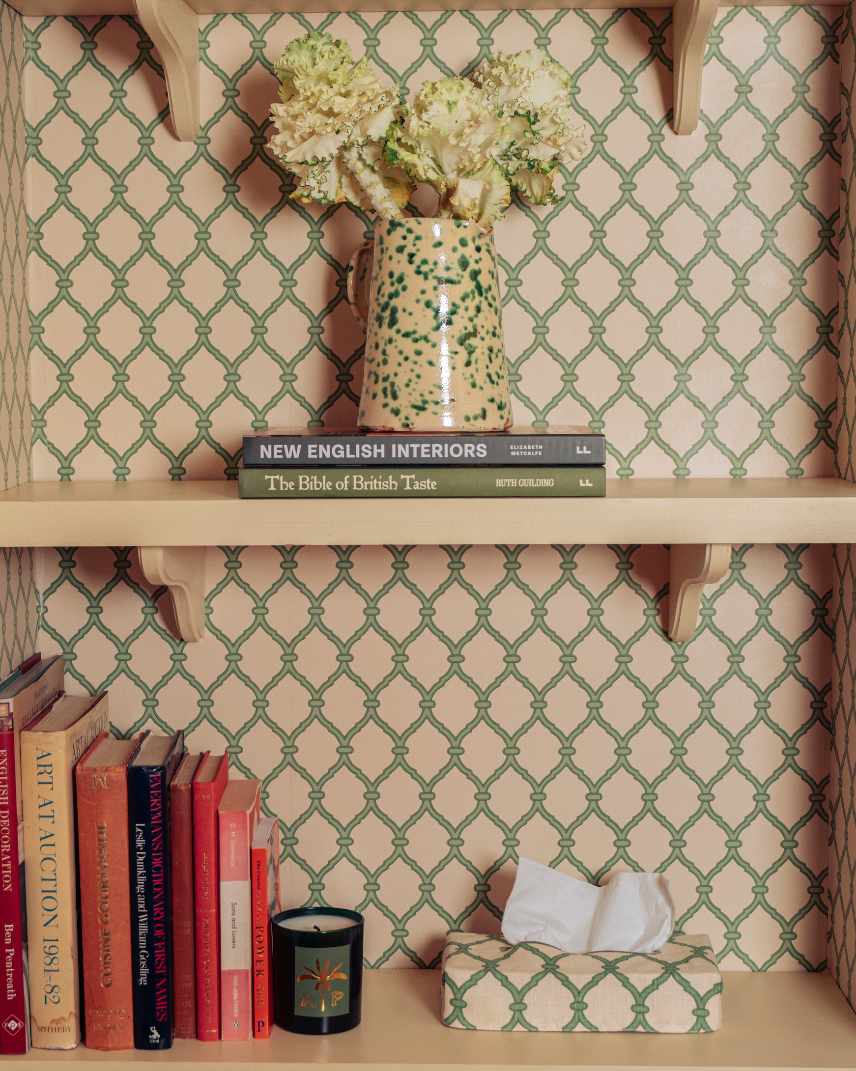 Skinny Trellis Linen Tissue Box Cover - Garden