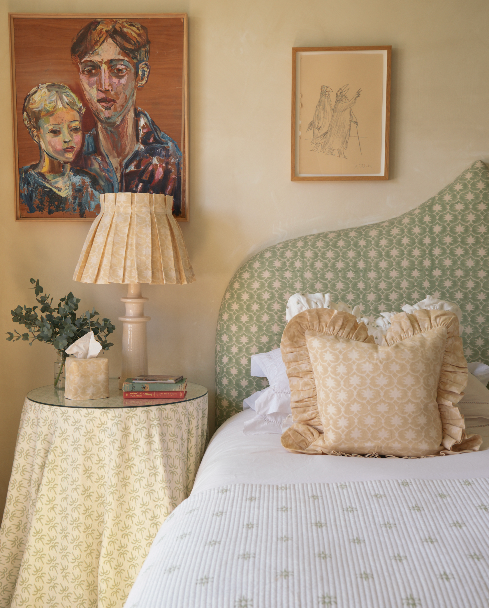 Oat Inverse Palm Grove Linen Frilly Cushion