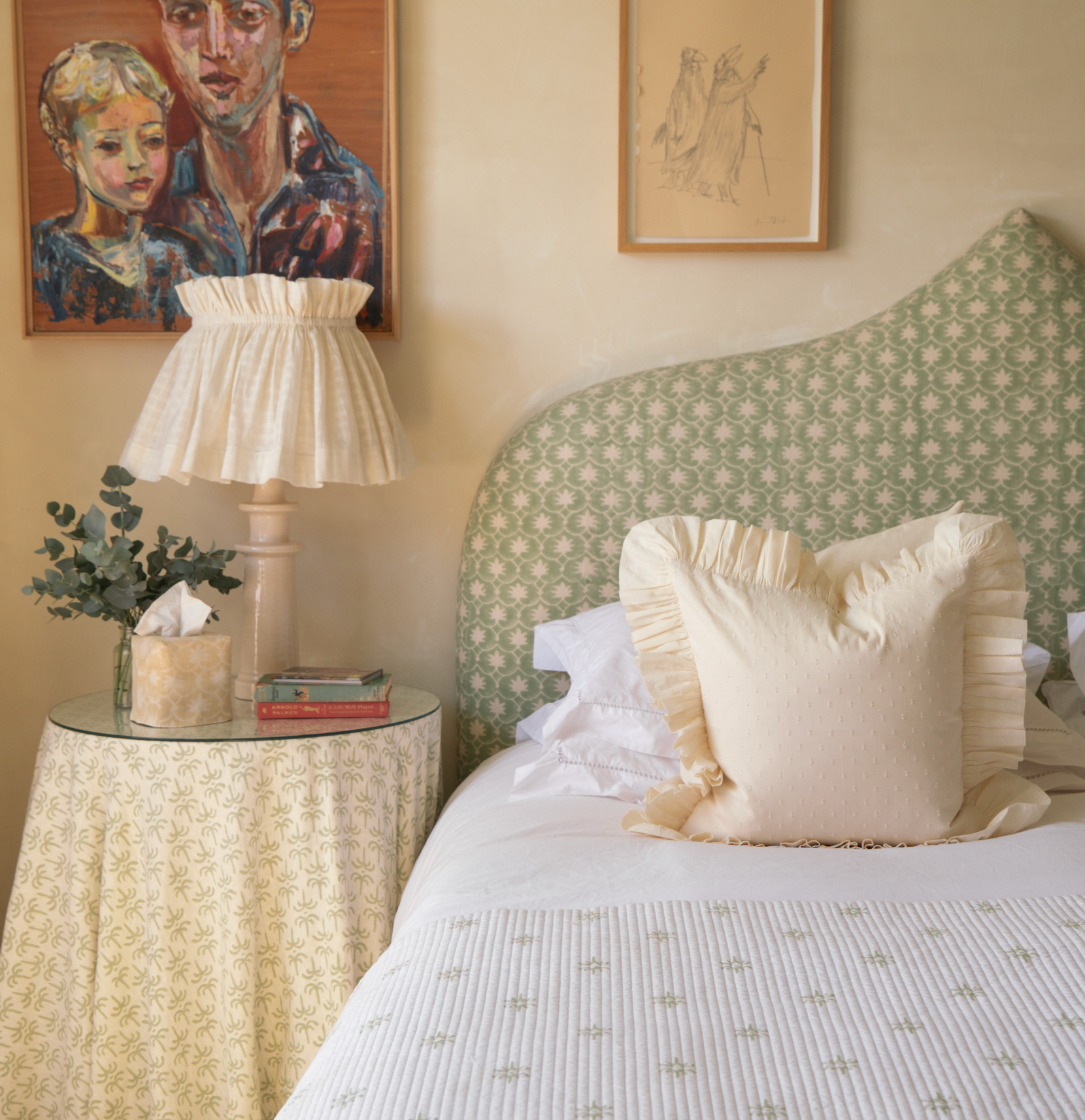 Cream Swiss Dot Frilly Cushion