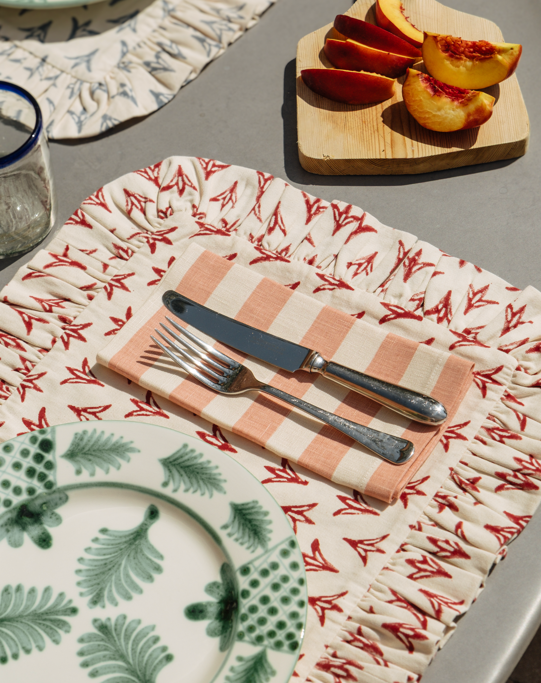 Tangier Rhubarb Stripe Linen Napkins - Set of 4