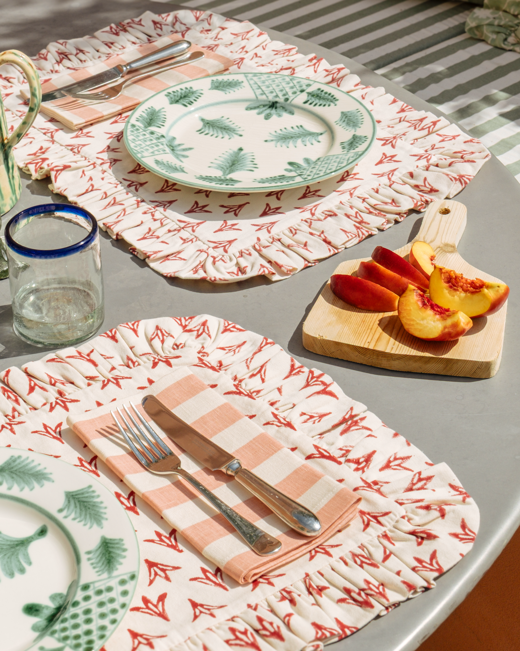 Tangier Rhubarb Stripe Linen Napkins - Set of 4
