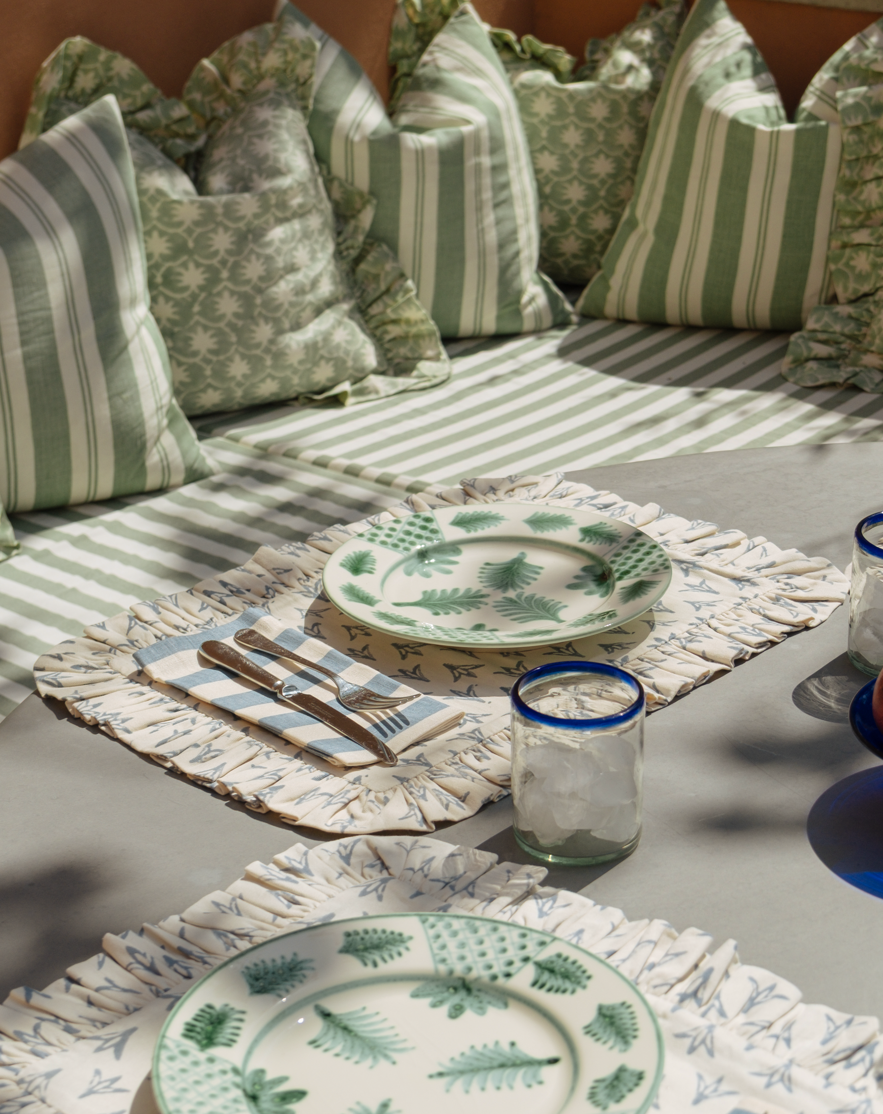 Tangier French Blue Stripe Linen Napkins - Set of 4