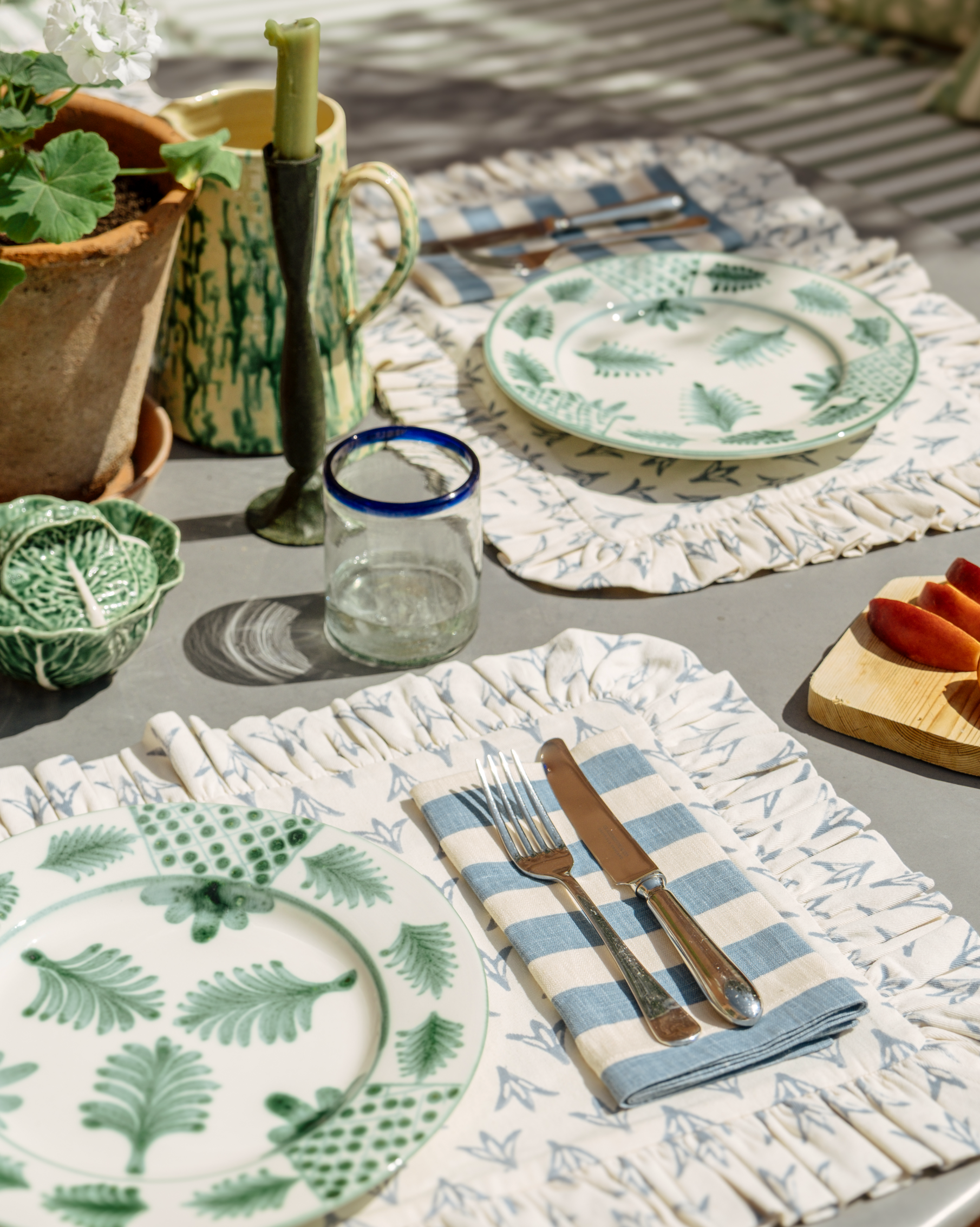 Tangier French Blue Stripe Linen Napkins - Set of 4