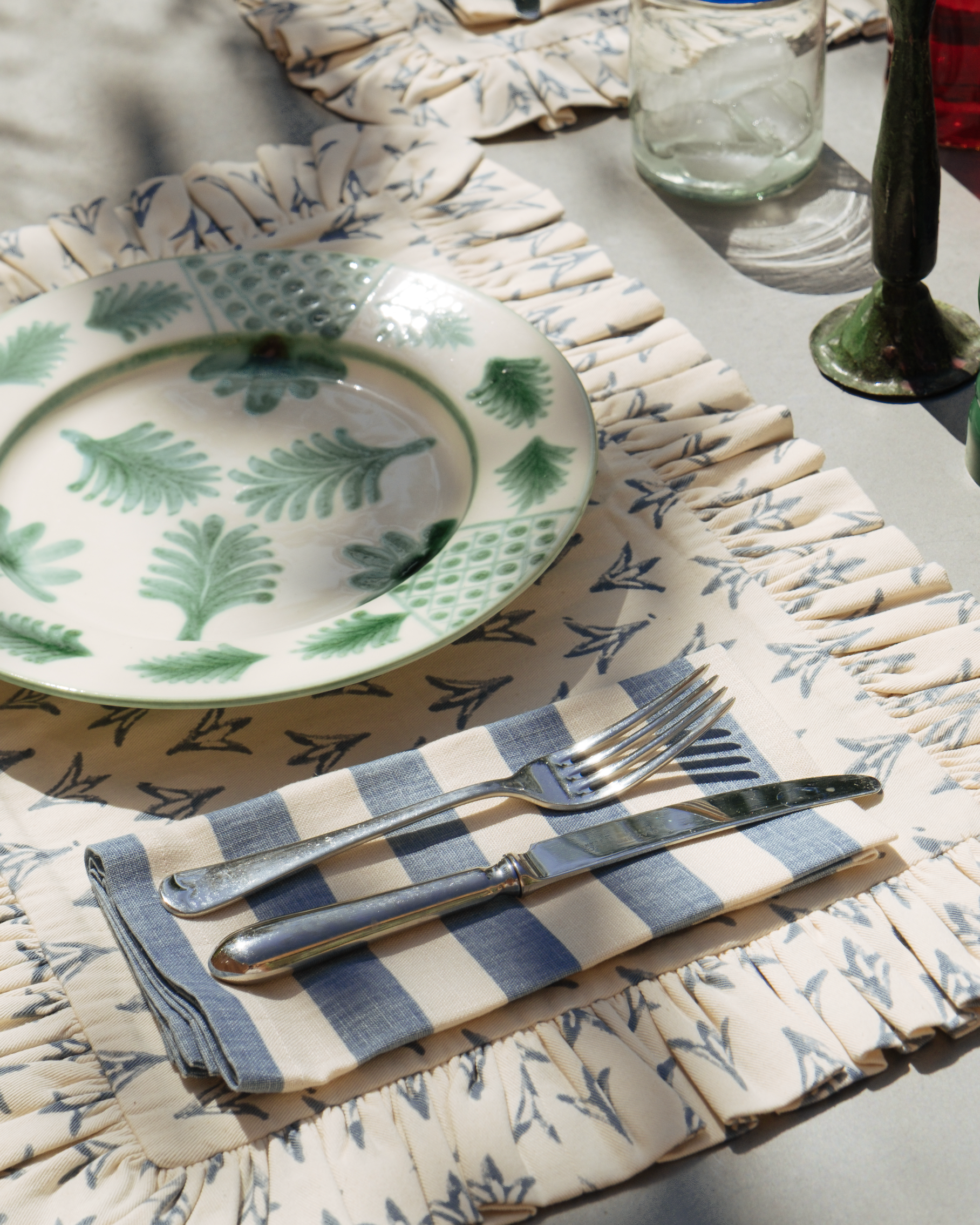 Tangier Denim Stripe Linen Napkins - Set of 4