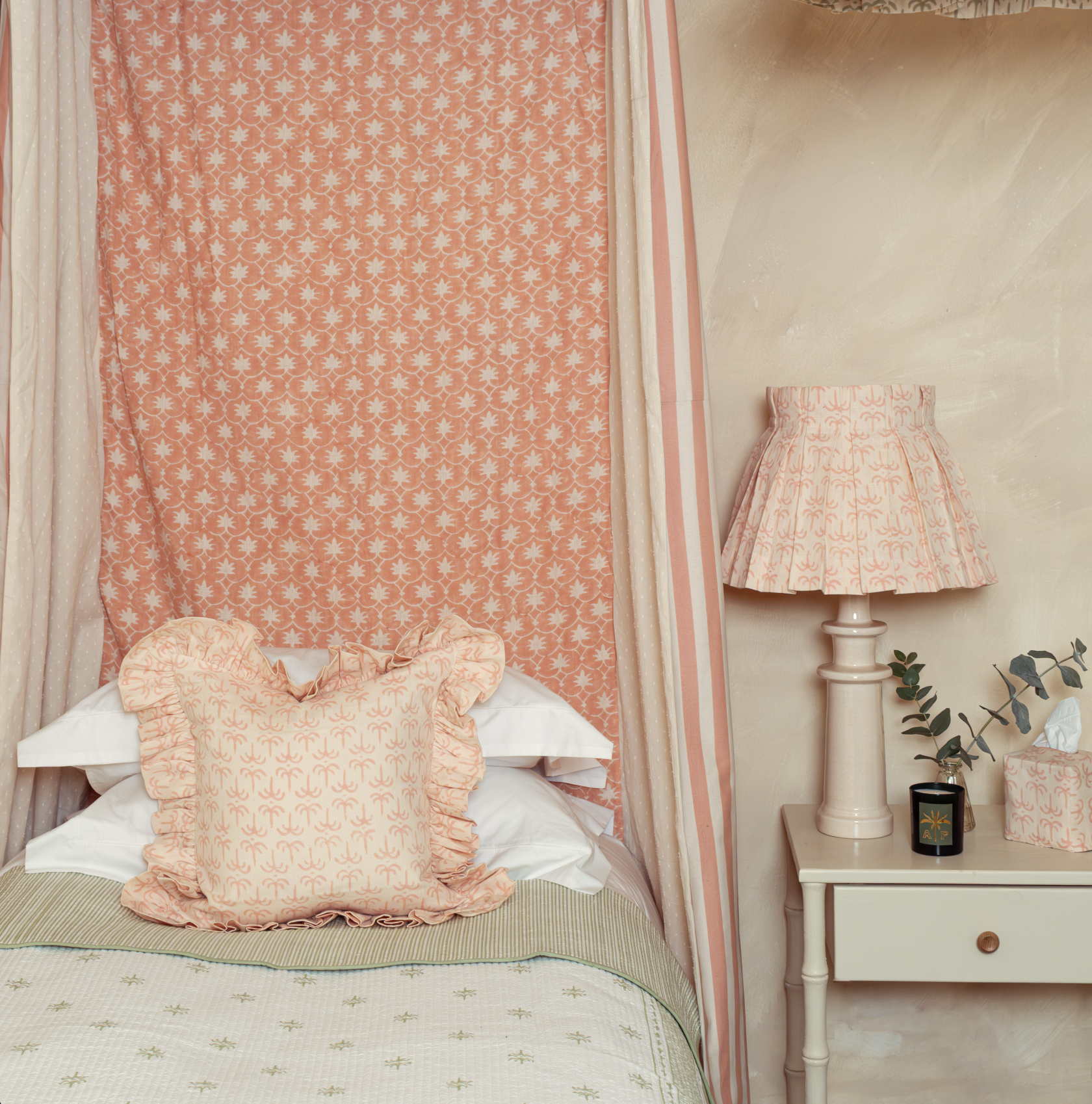 Pink Callaloo Linen Frilly Cushion