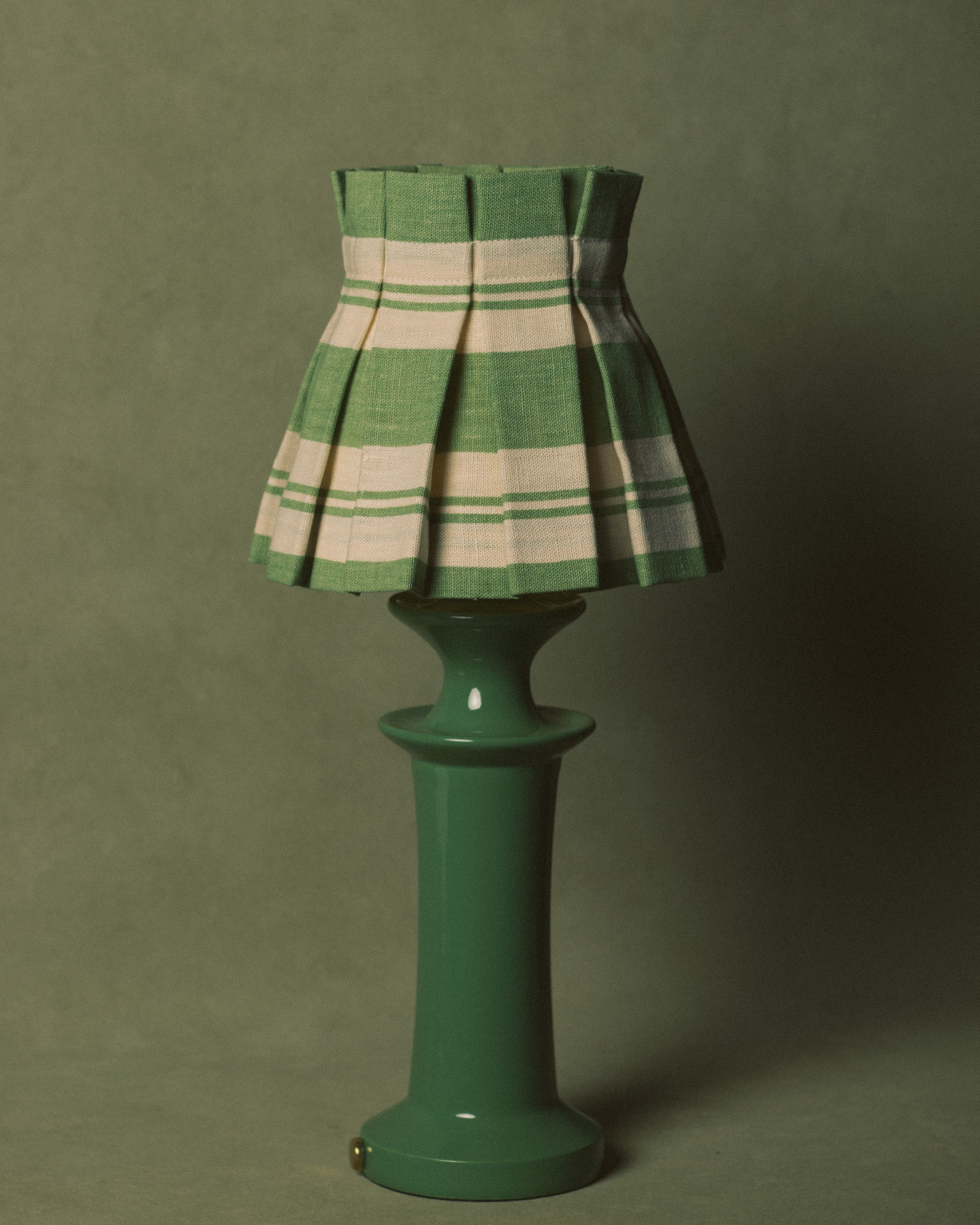 6 inch Raj Grasshopper Stripe Linen Structured Box Pleat Lampshade