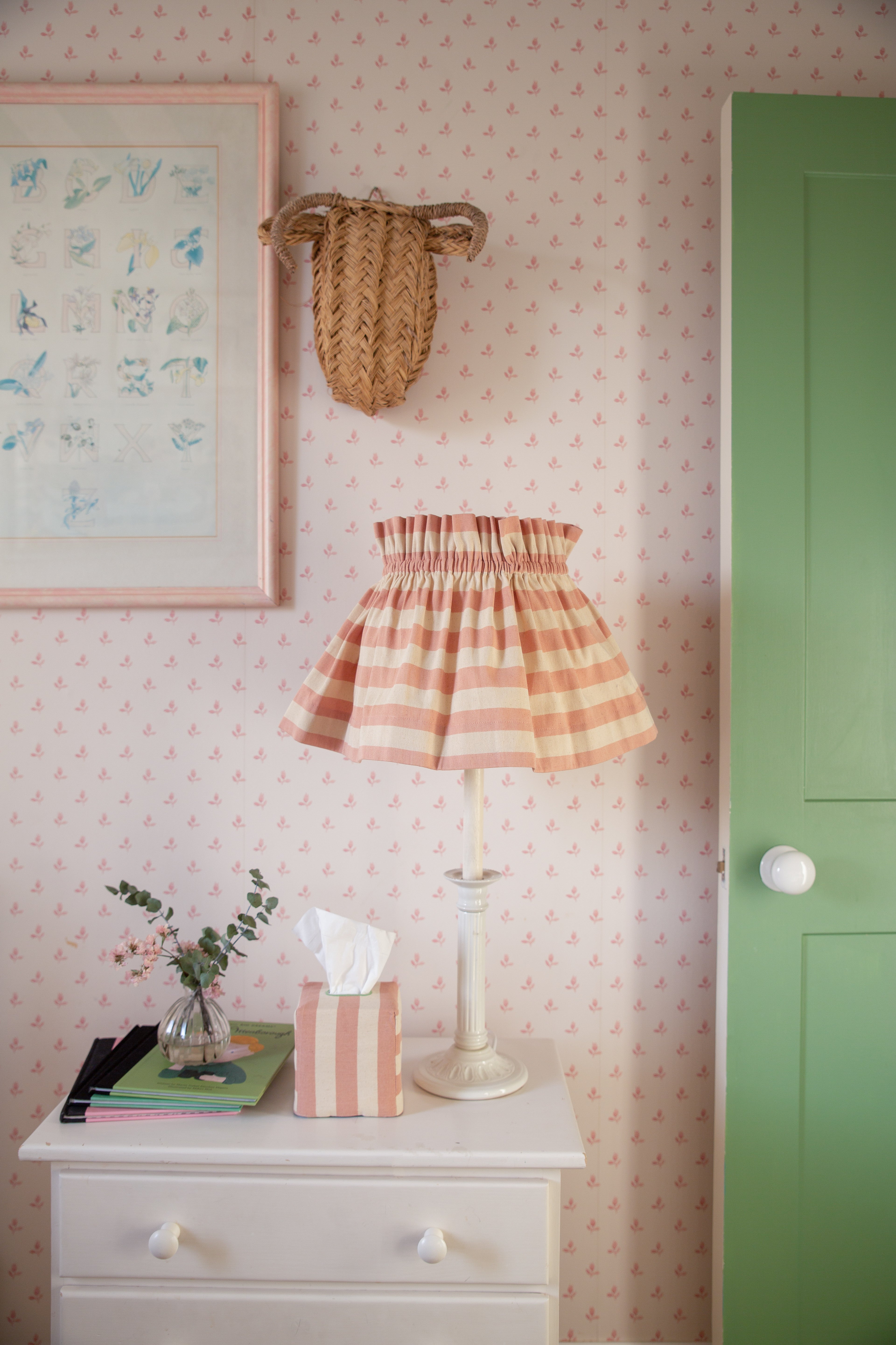 Tangier Rhubarb Stripe Cotton Scrunchie Lampshade