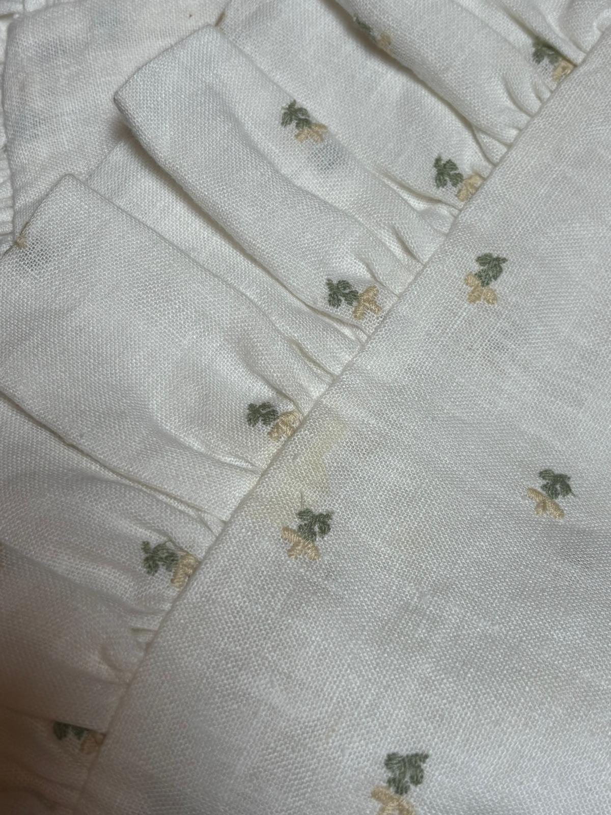 SAMPLE SALE - Embroidered Margarita Linen Frilly Cushion (cover only)