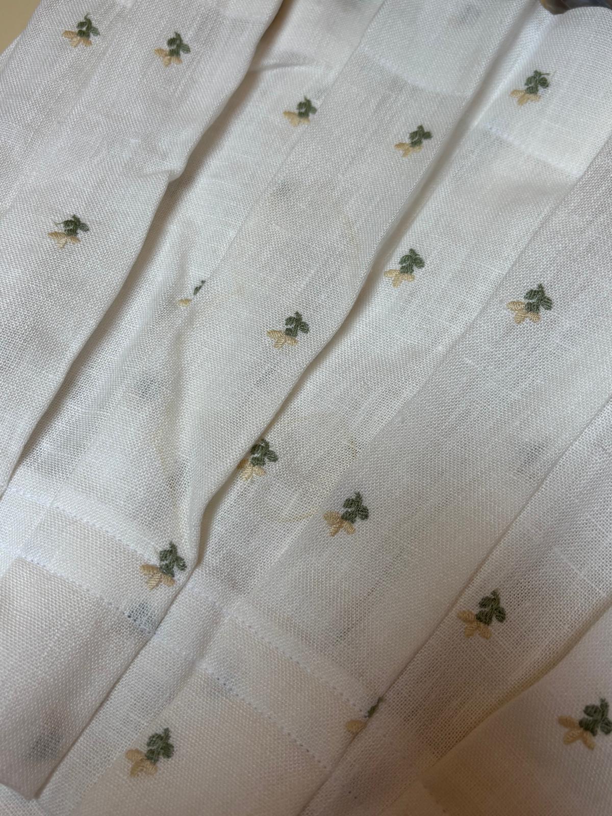 SAMPLE SALE - 12" Embroidered Margarita Linen Box Pleat Lampshade