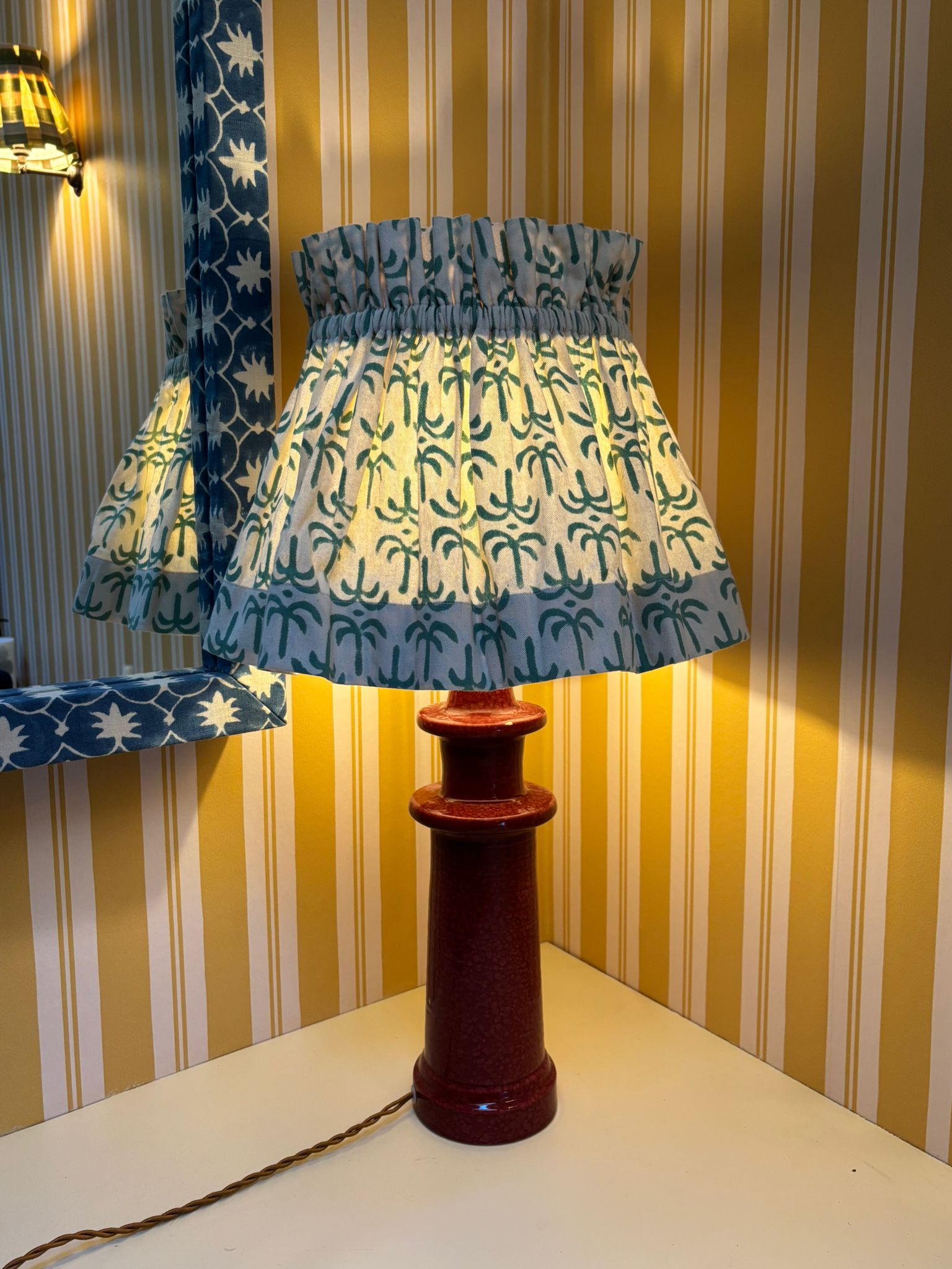 SAMPLE SALE - 12" Green Callaloo Cotton Scrunchie Lampshade