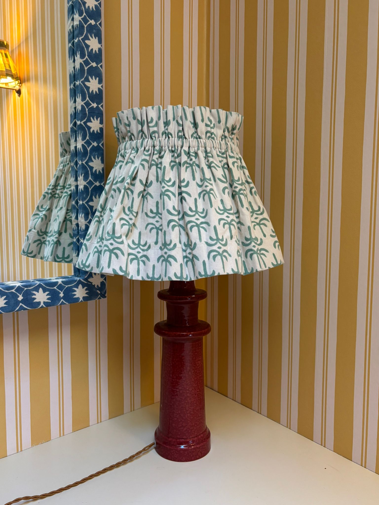 SAMPLE SALE - 12" Green Callaloo Cotton Scrunchie Lampshade