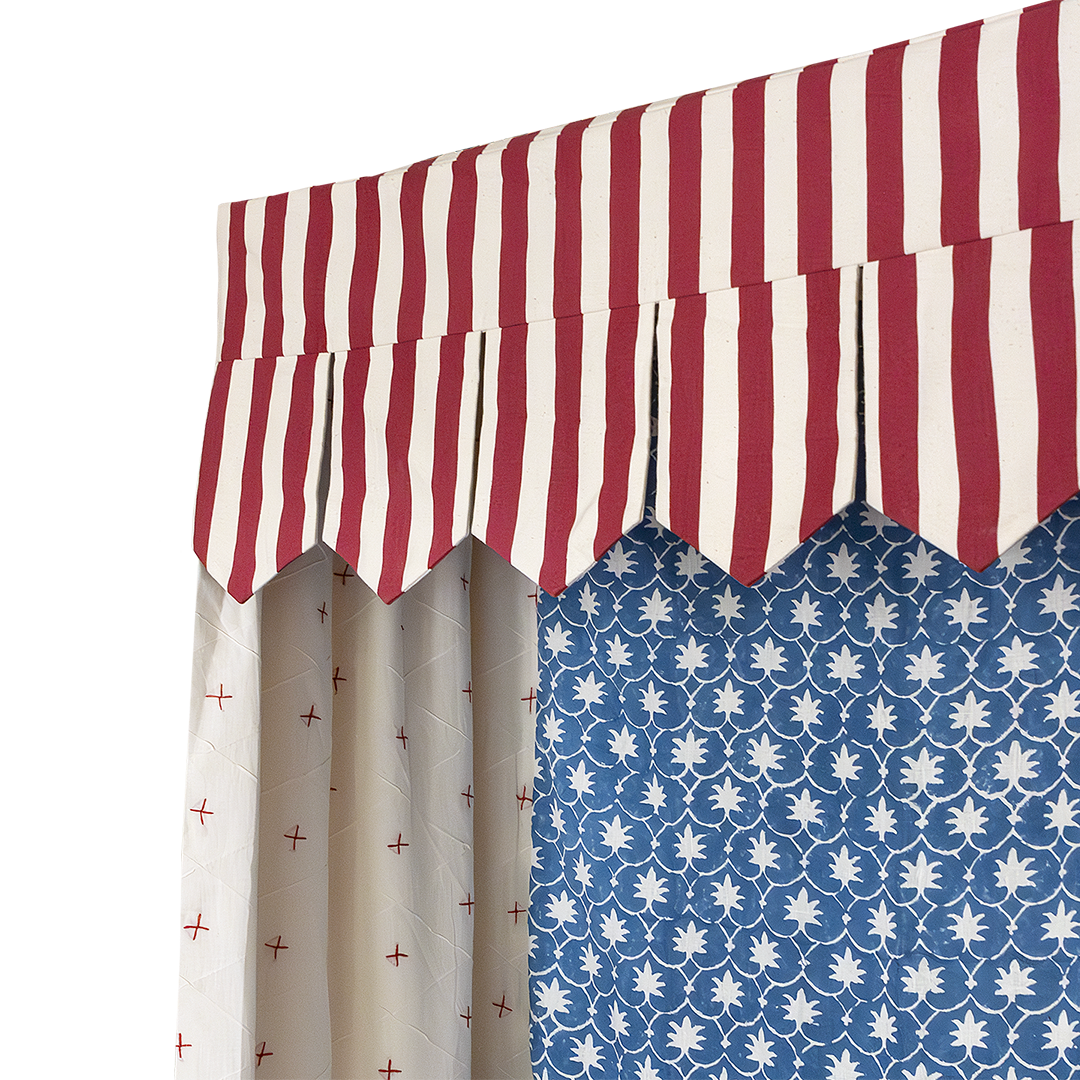 Bed Canopy - Single - Red Stripe/Denim Palm Grove