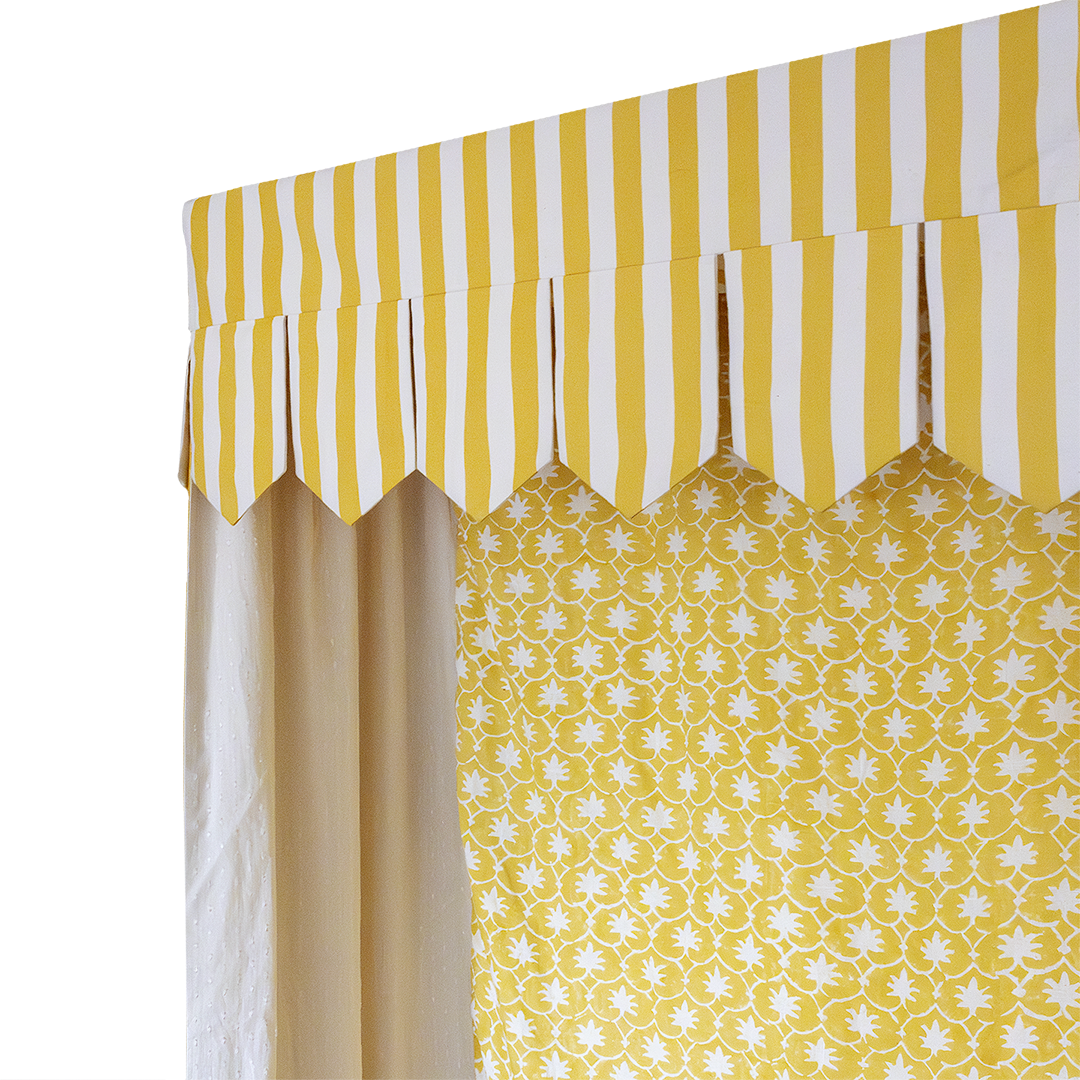 Bed Canopy - Single - Mustard Stripe/Palm Grove