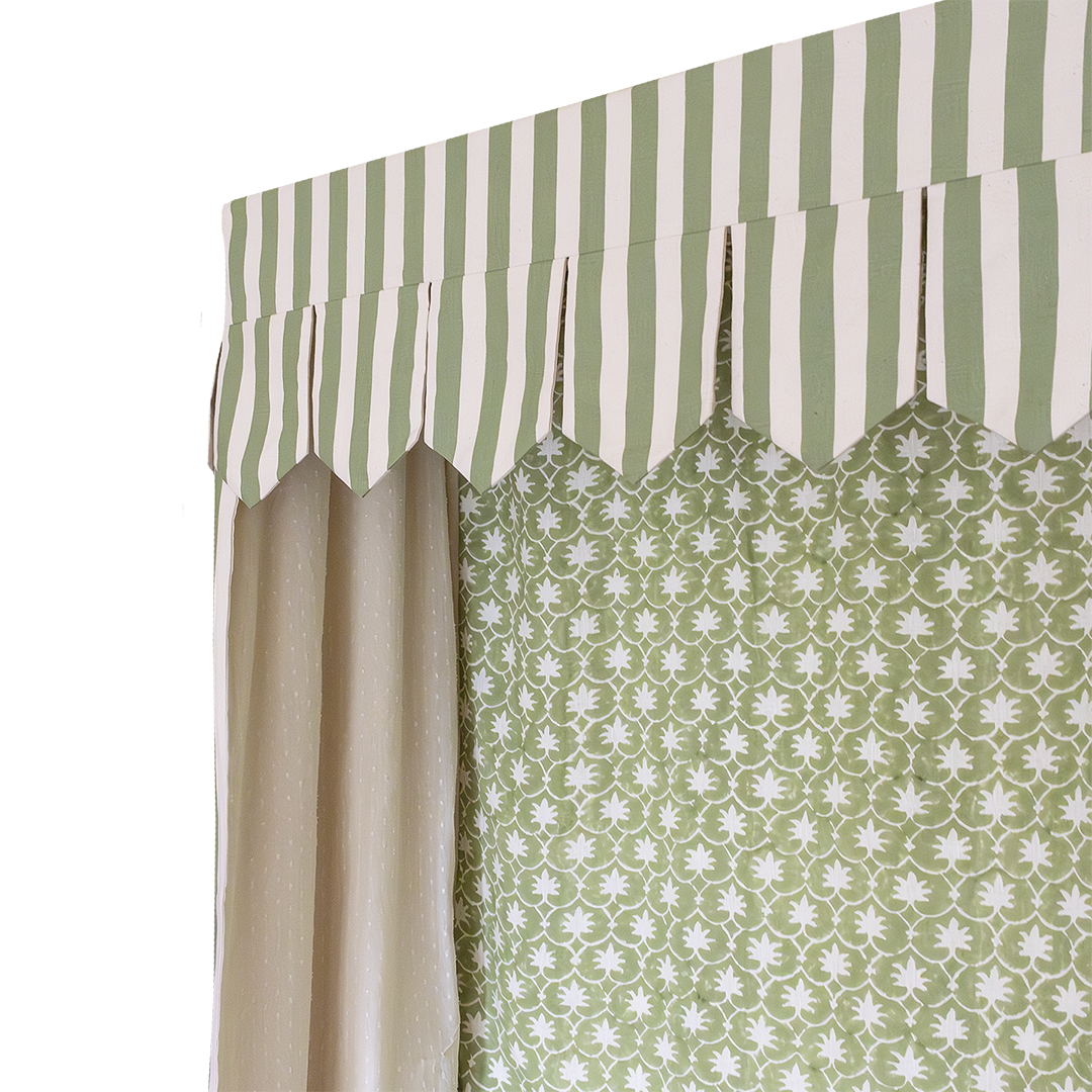 Bed Canopy - Single - Olive Stripe/Palm Grove