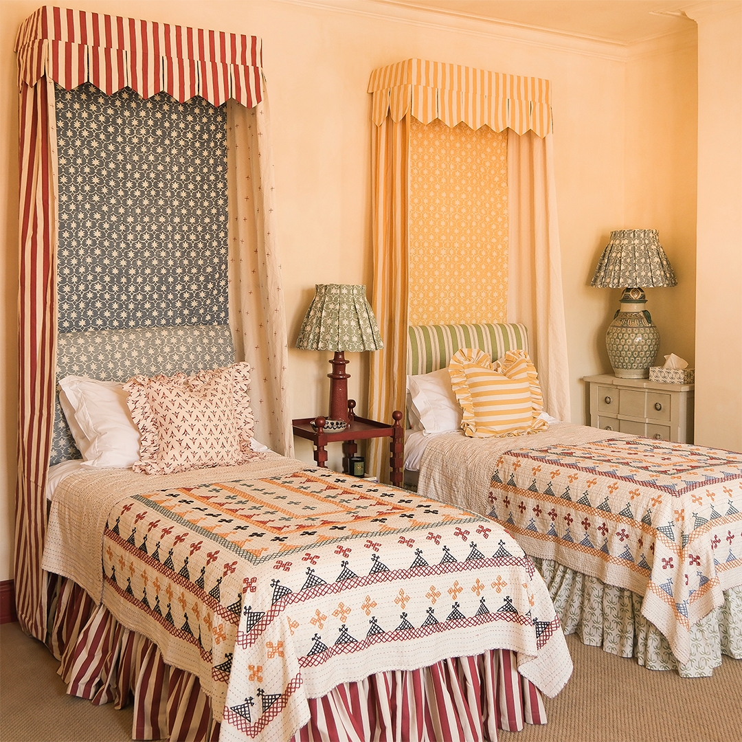 Bed Canopy - Single - Mustard Stripe/Palm Grove
