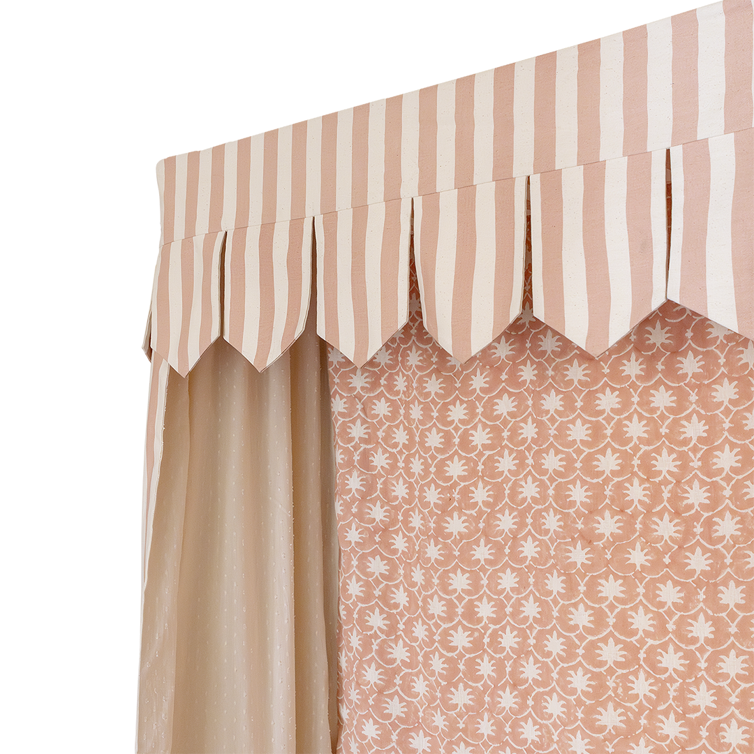 Bed Canopy - Single - Rhubarb Stripe/Palm Grove