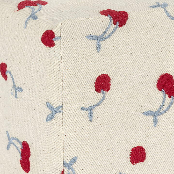 Skinny Embroidered Tissue Box Cover - Blue Cherry