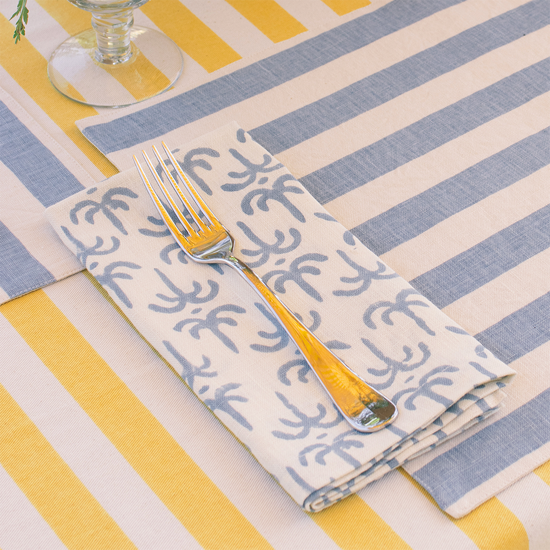 Blue Callaloo Linen Classic Napkins - Set of 4