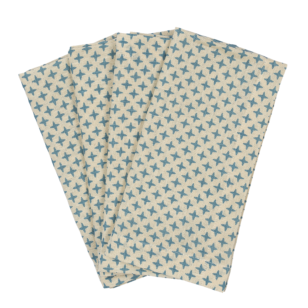 Blue Fez Cross Linen Napkins (set of 4)