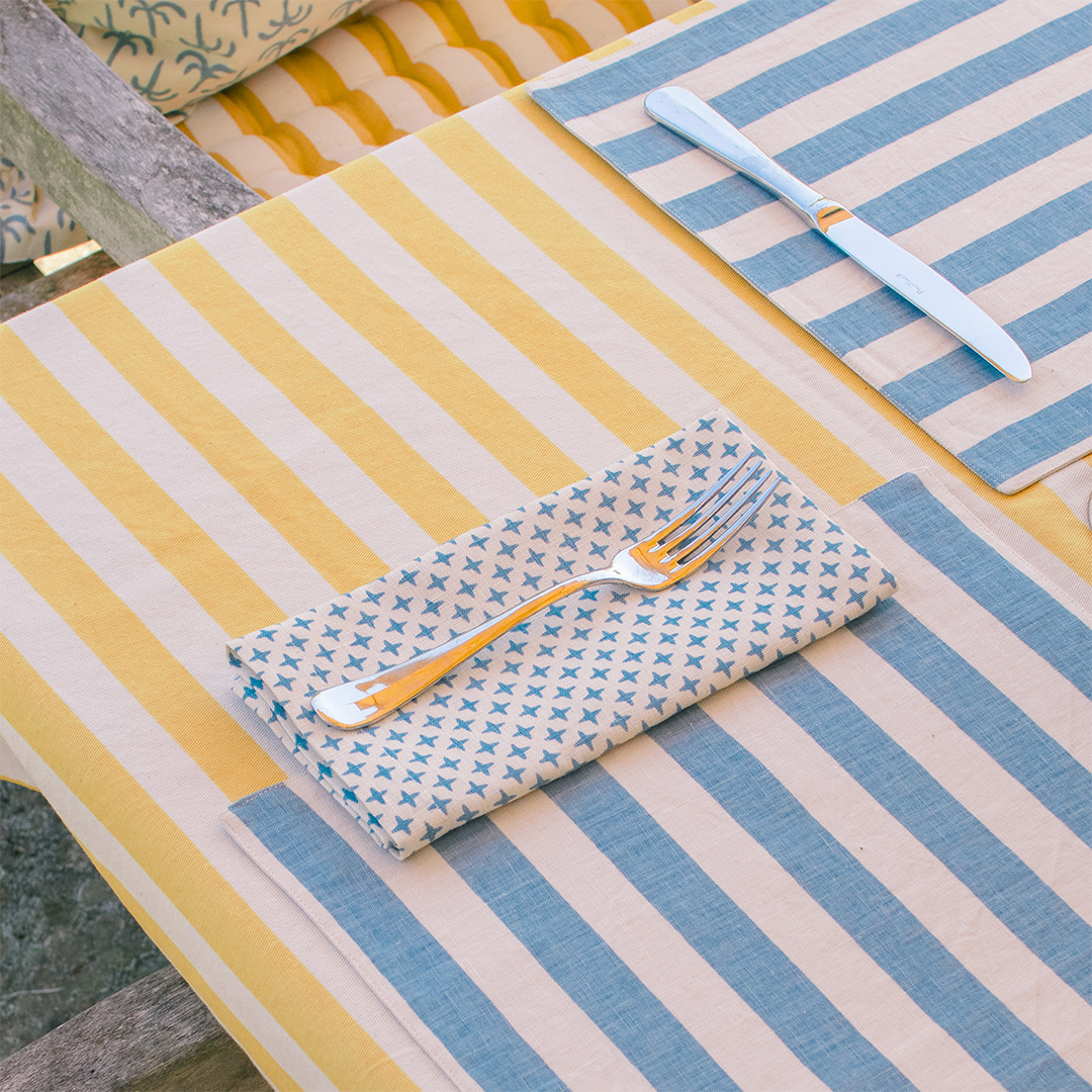 Blue Fez Cross Linen Napkins (set of 4)