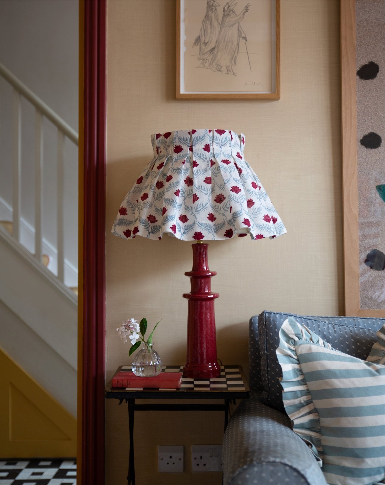 Carmine Red Candlestick Lamp Base