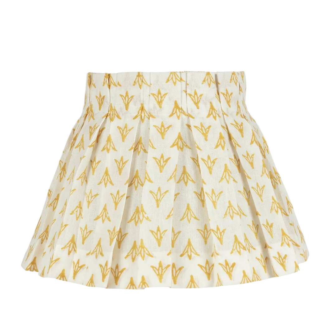 SAMPLE SALE - 8 inch Daffodil Papaya Linen Structured Box Pleat Lampshade (butter base)