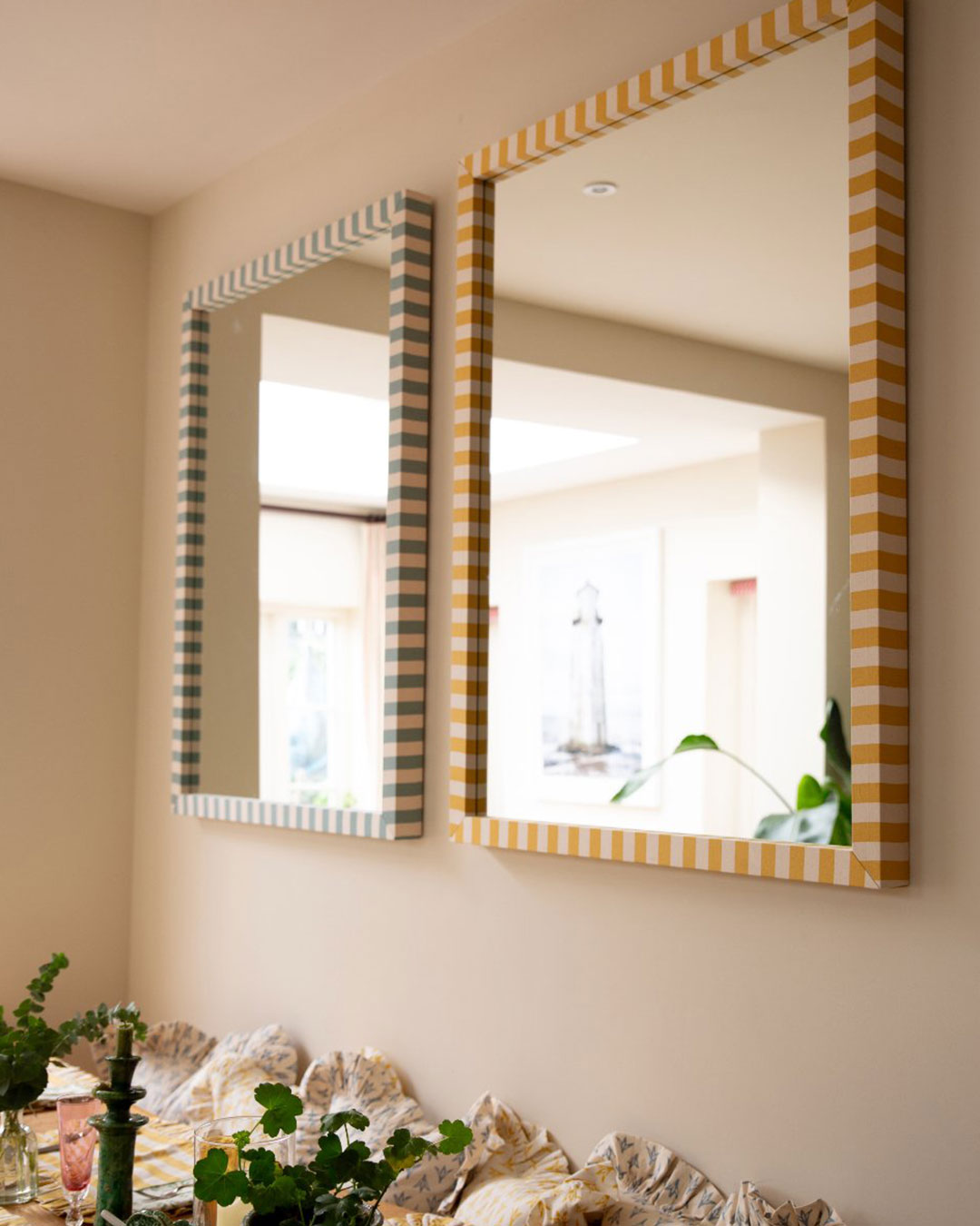 Tangier Denim Stripe Fabric Mirror