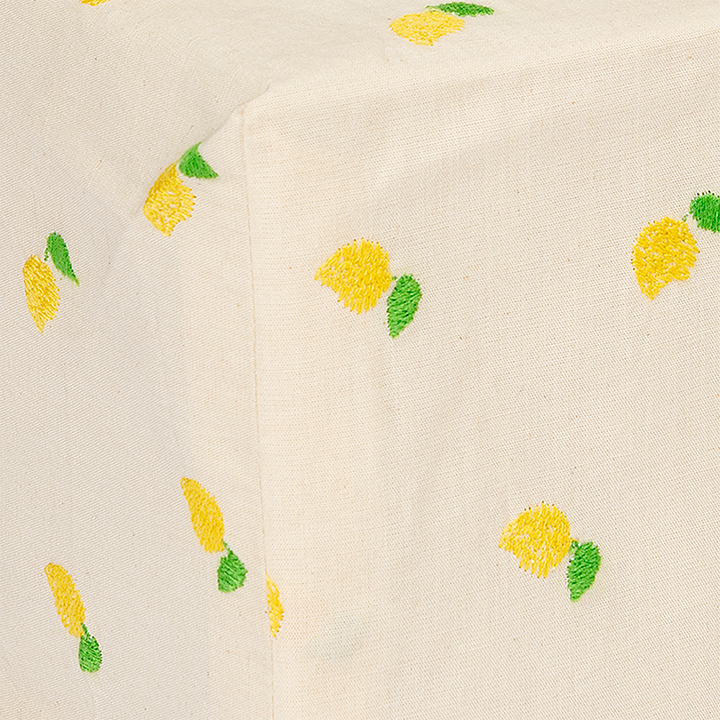 Skinny Embroidered Tissue Box Cover - Lemon