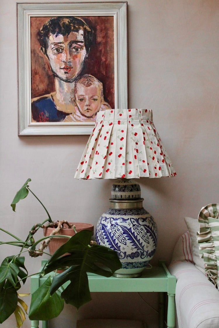 Embroidered Cherry Cotton Box Pleat Lampshades
