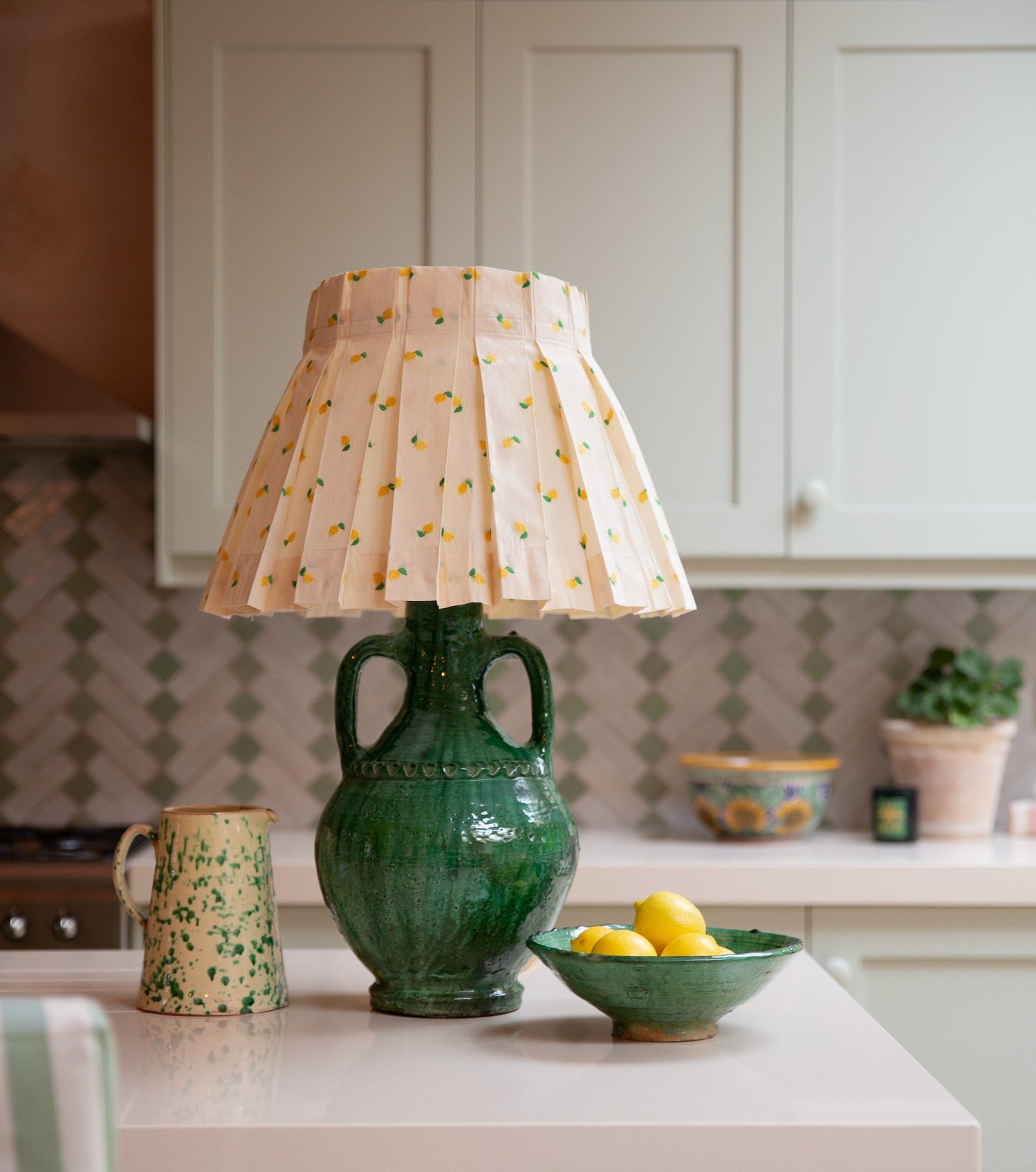 Embroidered Cotton Box Pleat Lampshades