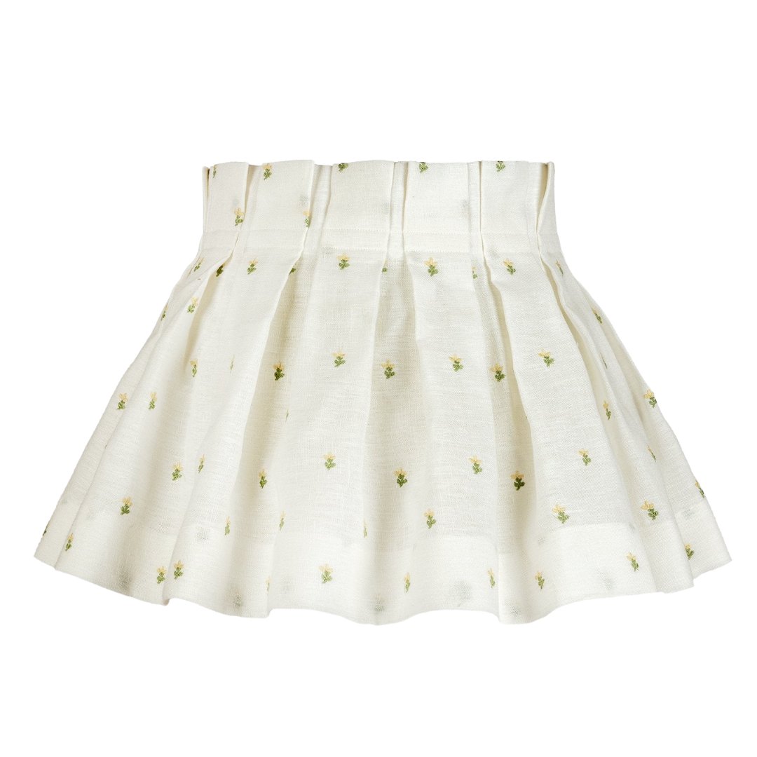 Embroidered Margarita Linen Loose Box Pleat Lampshade - Alice Palmer & Co