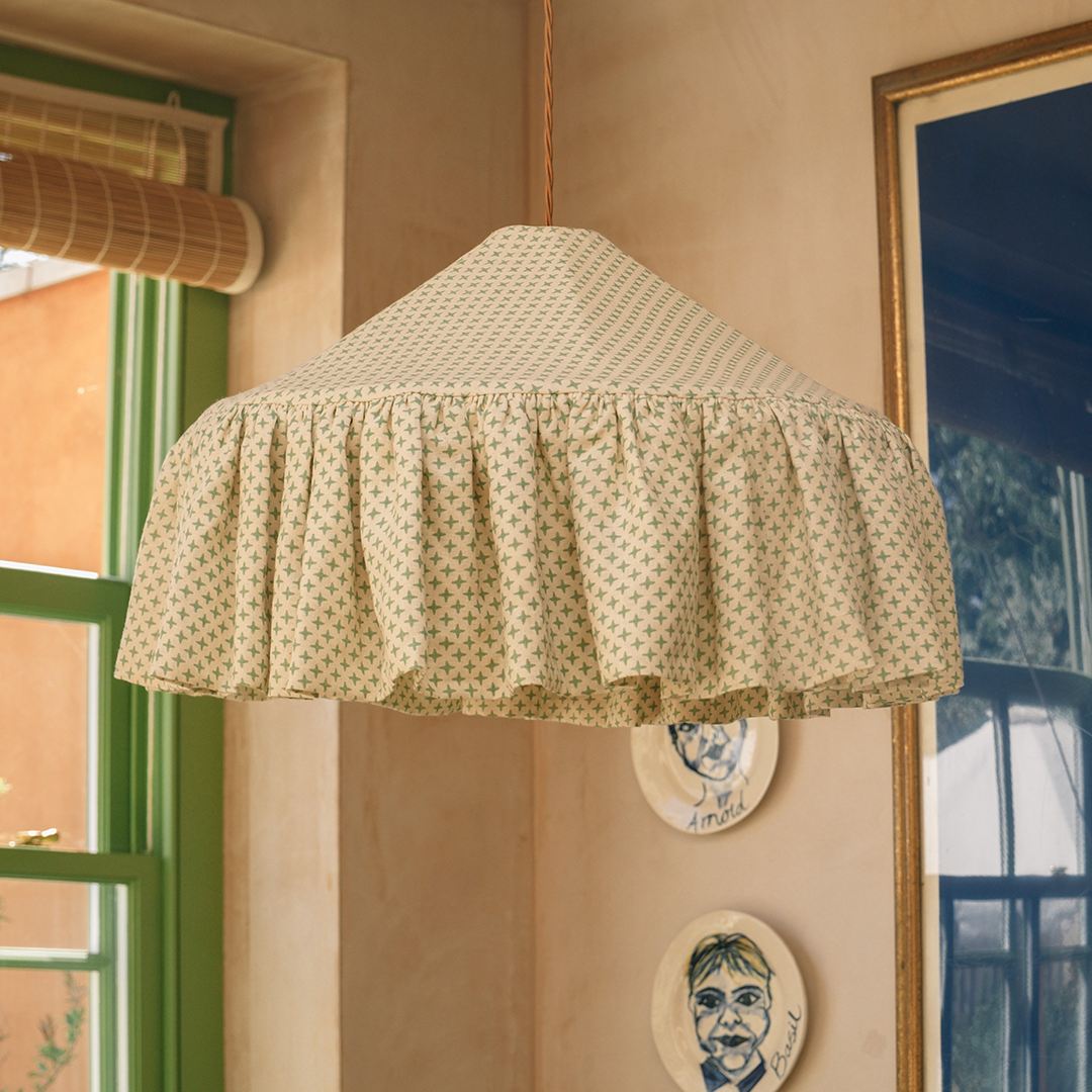 Fez Green Cross Linen Pantry Lampshade