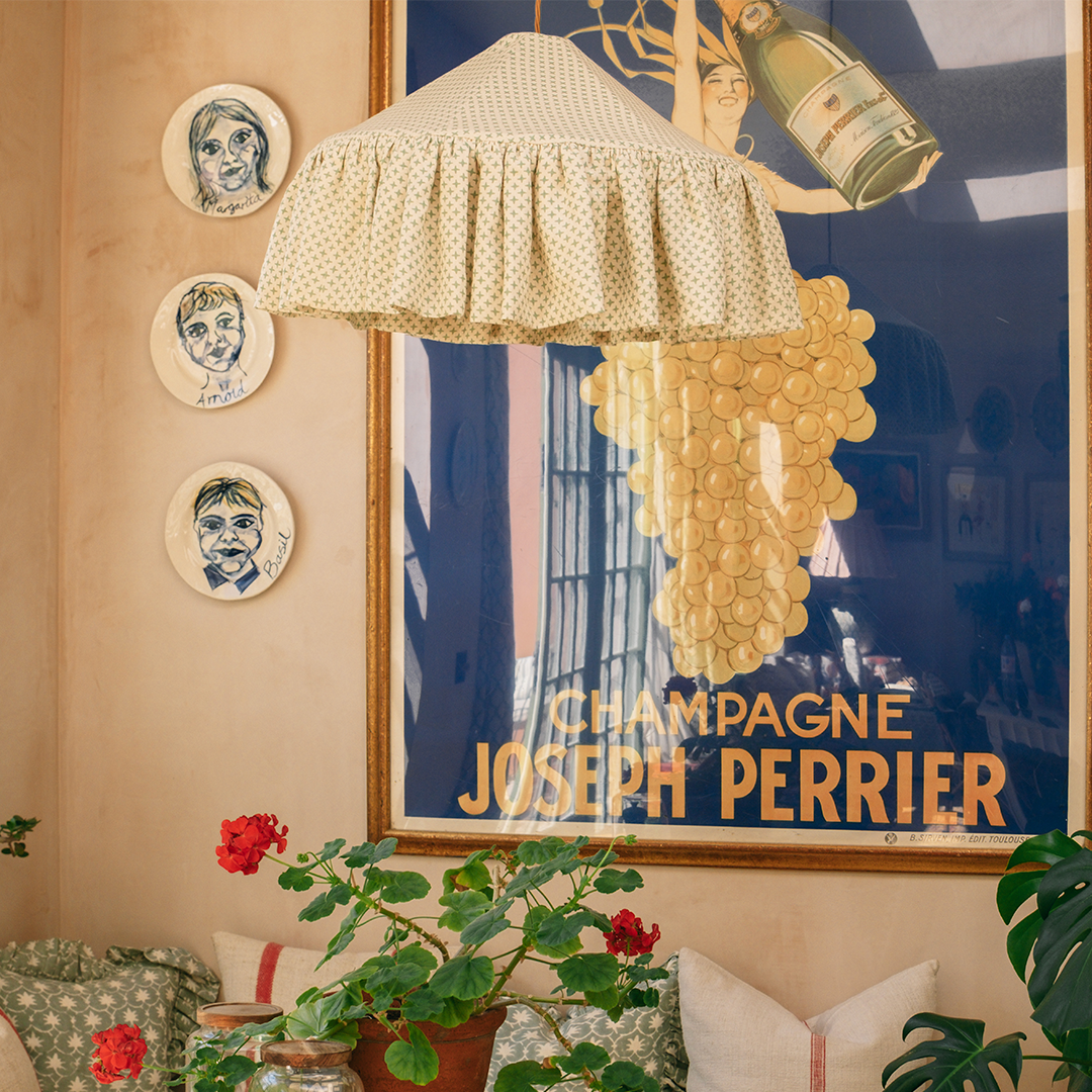 Fez Green Cross Linen Pantry Lampshade
