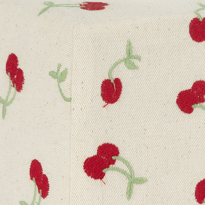 Skinny Embroidered Tissue Box Cover - Green Cherry