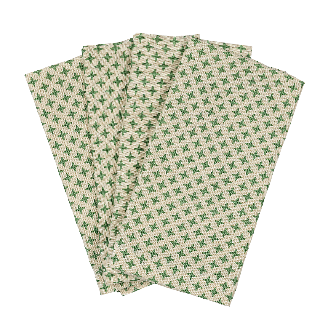 Green Fez Cross Linen Napkins (set of 4)