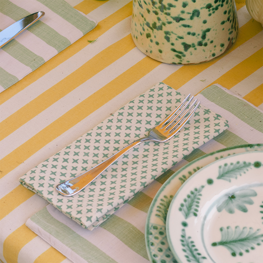 Green Fez Cross Linen Napkins (set of 4)