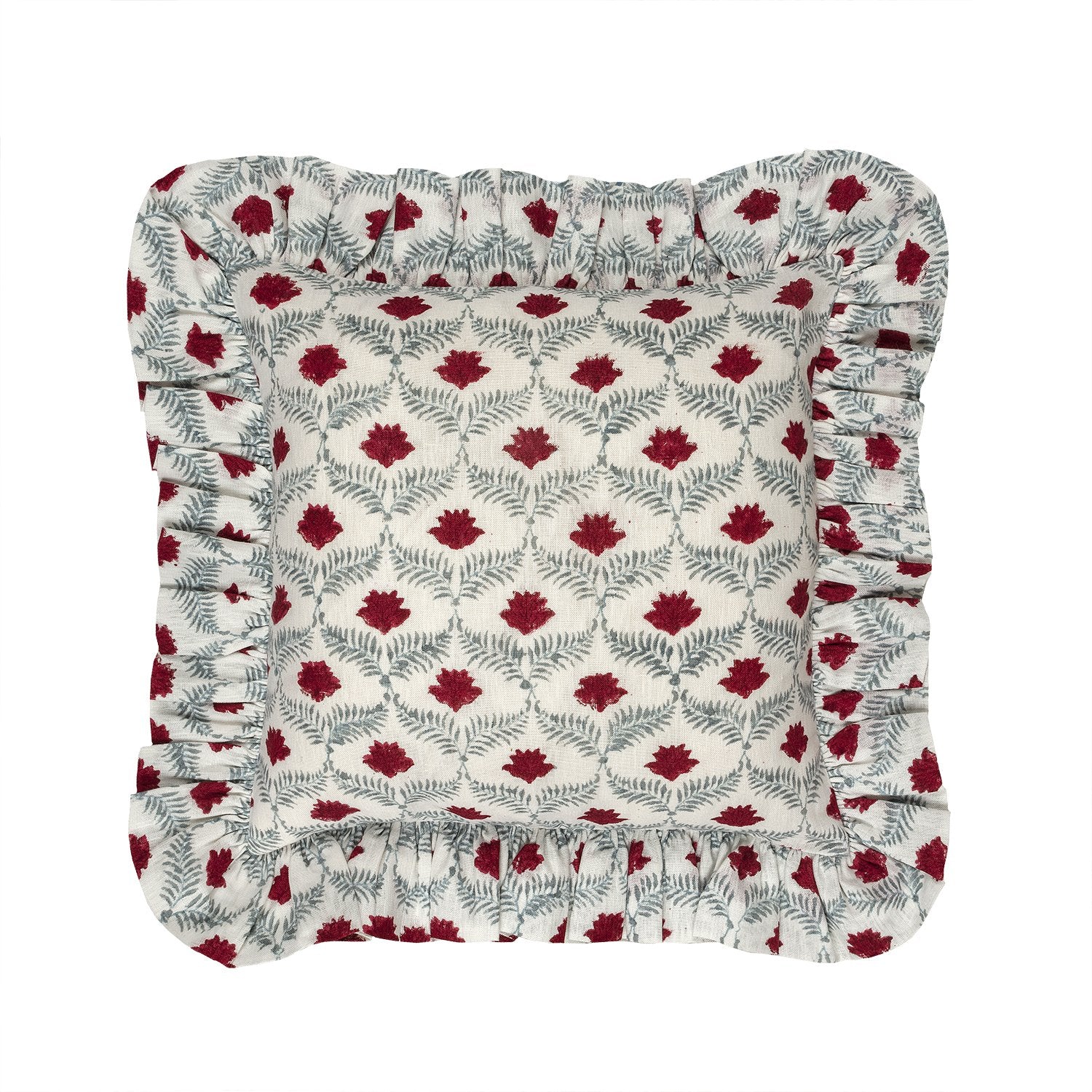 Lotus Linen Frilly Cushion - Alice Palmer & Co