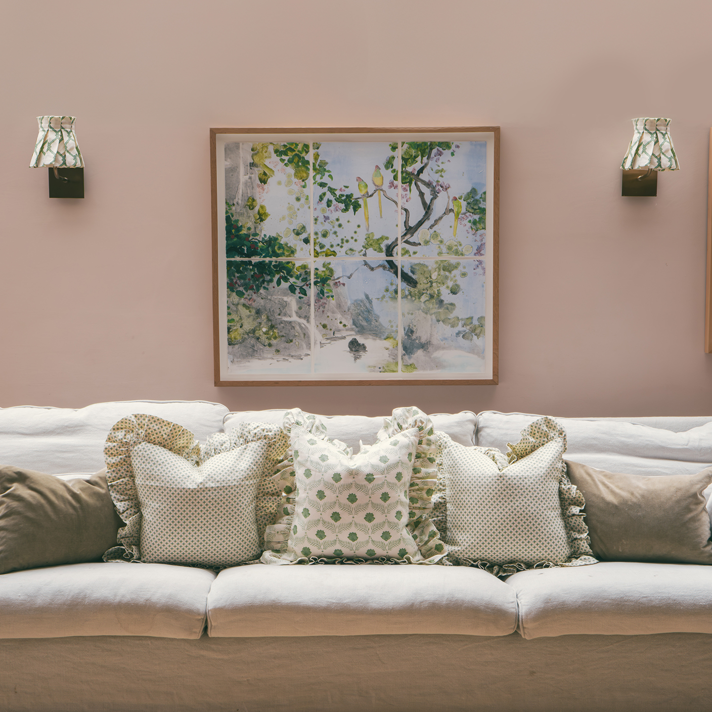 Lotus Vine Linen Frilly Cushion