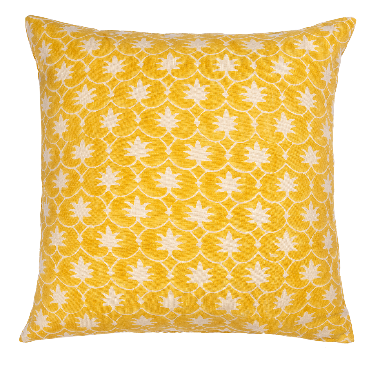 Mustard Inverse Palm Grove Square Cushion