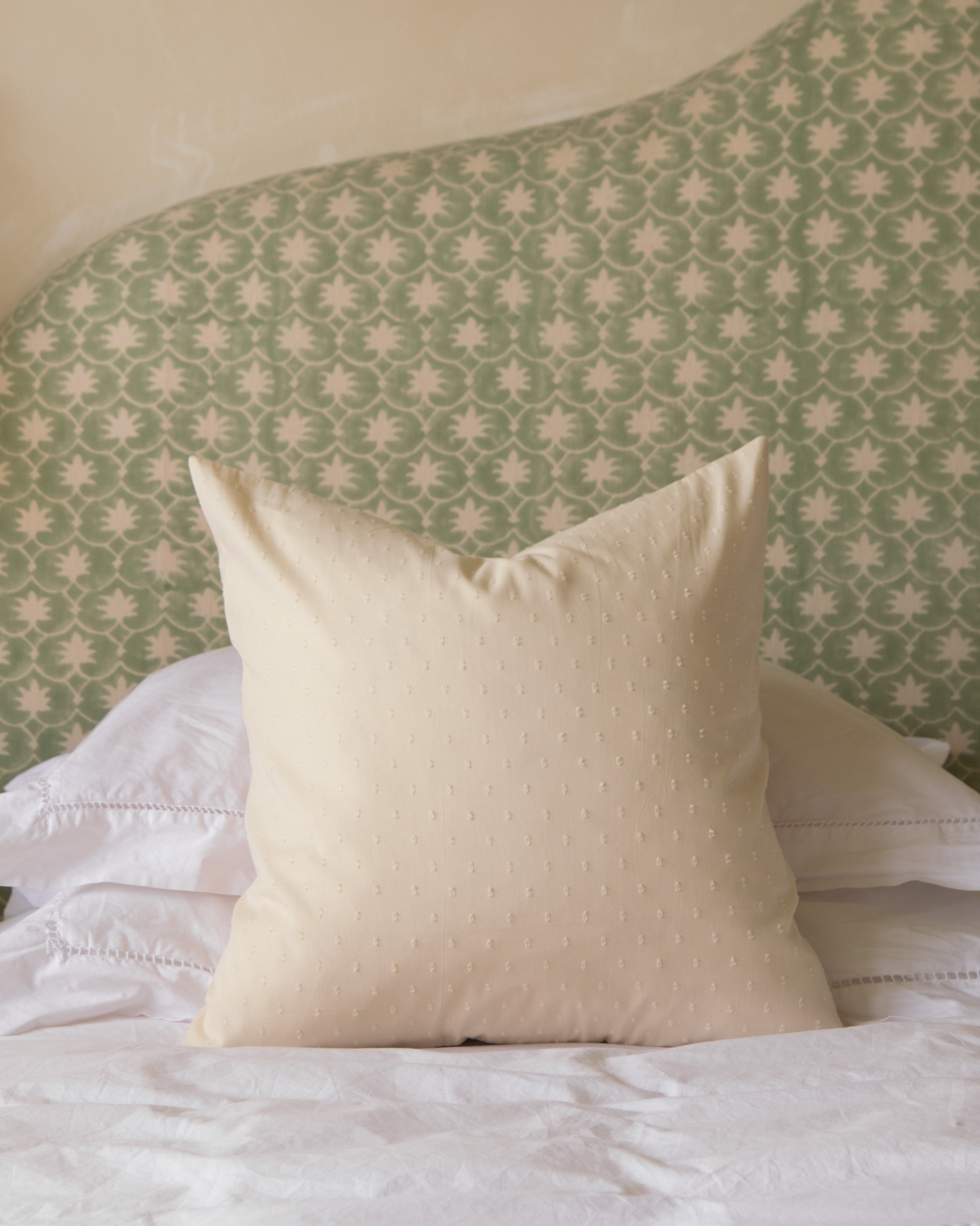 Cream Swiss Dot Square Cushion