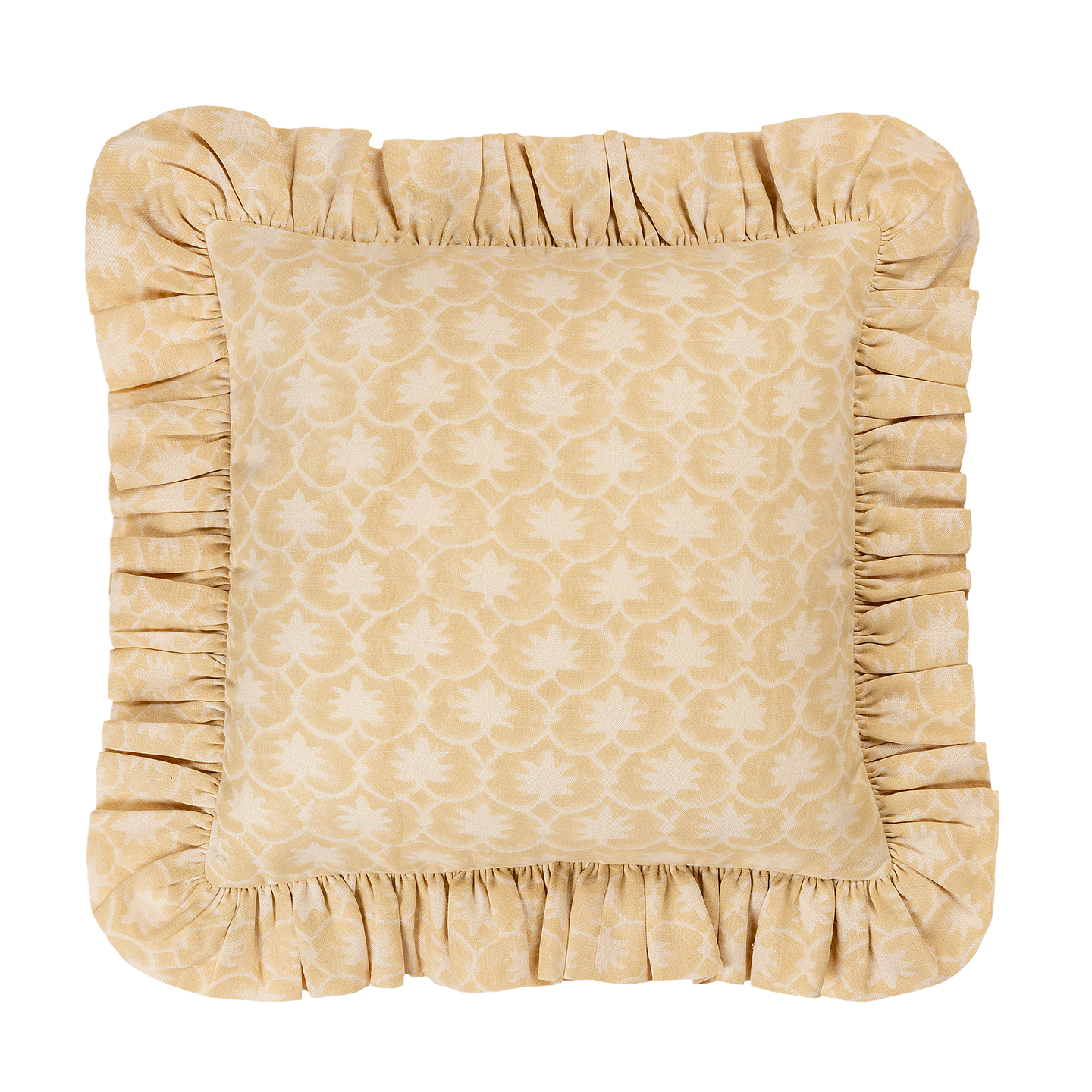 Oat Inverse Palm Grove Linen Frilly Cushion