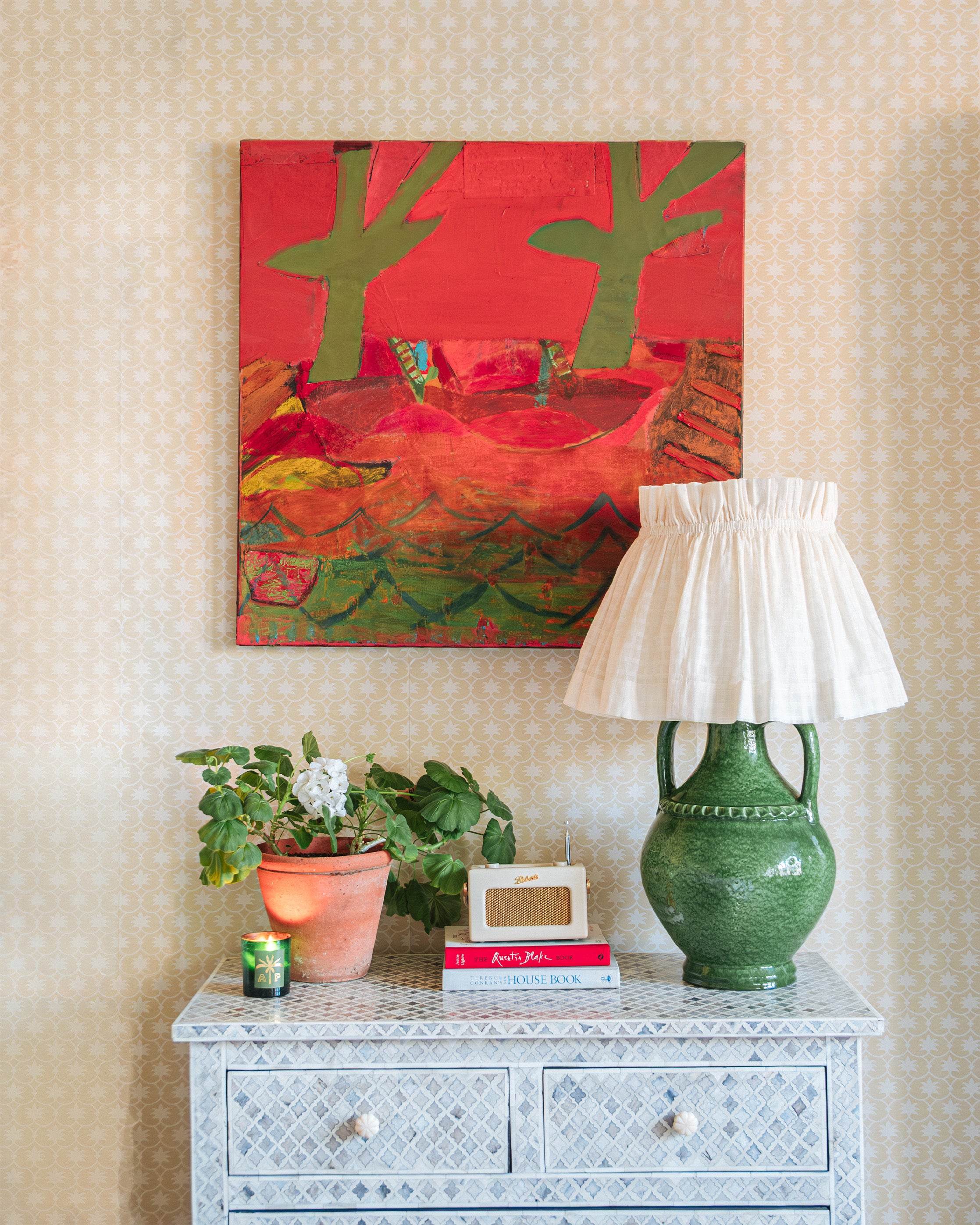 Palm Grove Wallpaper - Oat Inverse